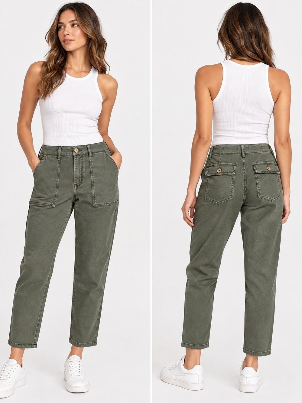 NWT Pistola High Rise Utility Crop Pants Command Olive Green Size 30